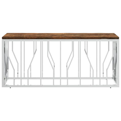vidaXL Coffee Table Stainless Steel and Solid Wood Reclaimed