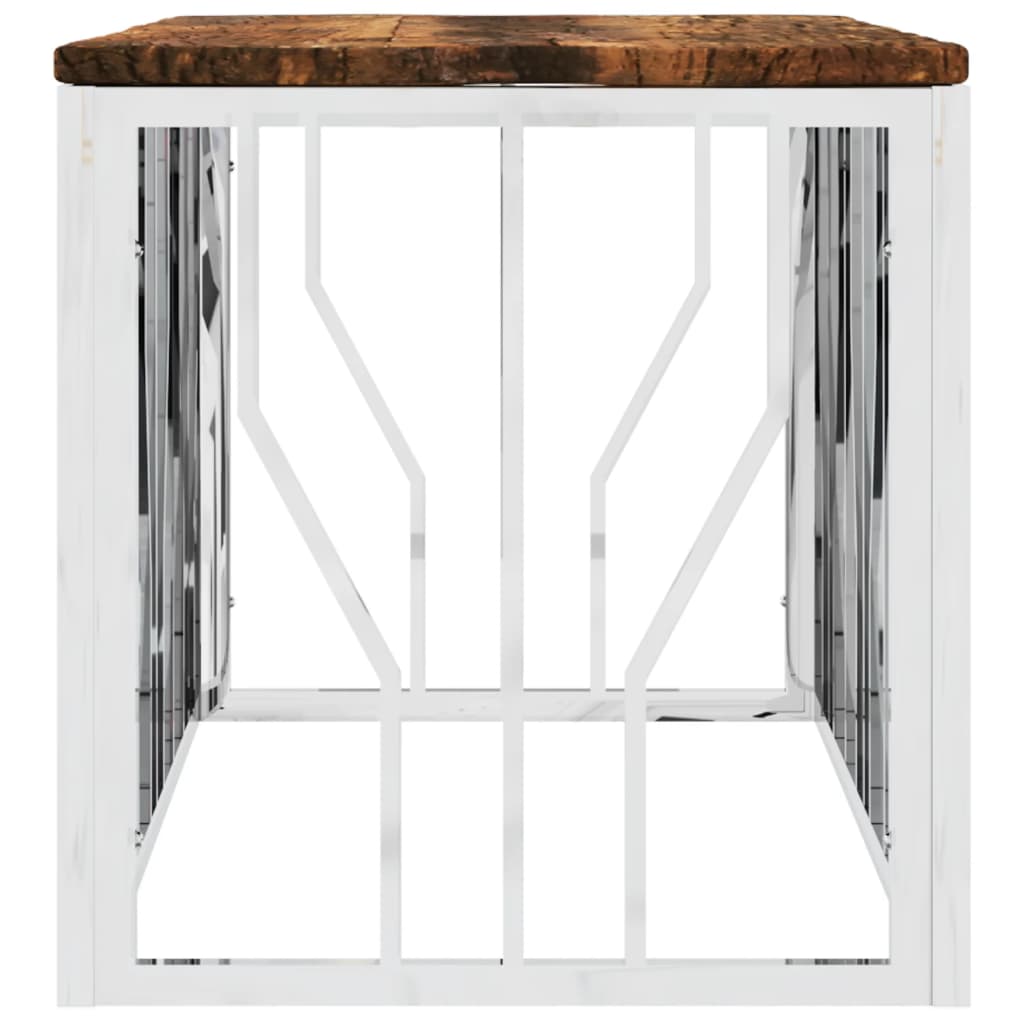 vidaXL Coffee Table Stainless Steel and Solid Wood Reclaimed