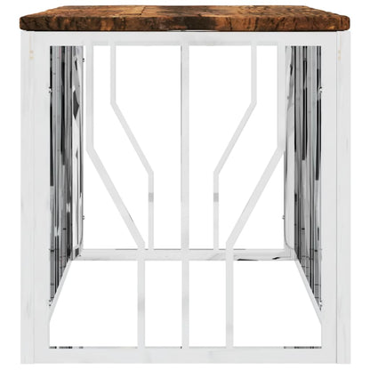 vidaXL Coffee Table Stainless Steel and Solid Wood Reclaimed