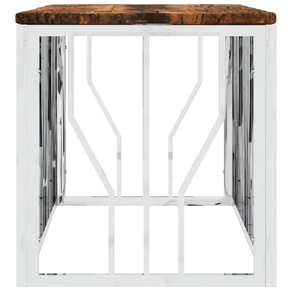 vidaXL Coffee Table Stainless Steel and Solid Wood Reclaimed