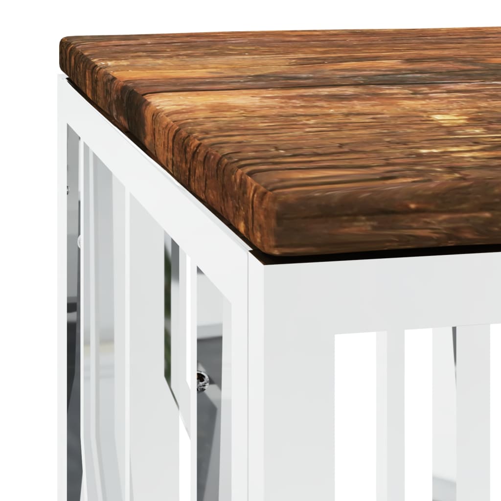 vidaXL Coffee Table Stainless Steel and Solid Wood Reclaimed
