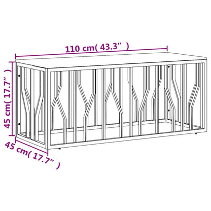 vidaXL Coffee Table Silver Stainless Steel and Solid Wood Acacia