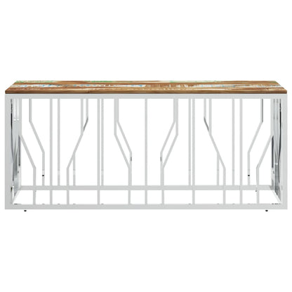 vidaXL Coffee Table Silver Stainless Steel and Solid Wood Reclaimed