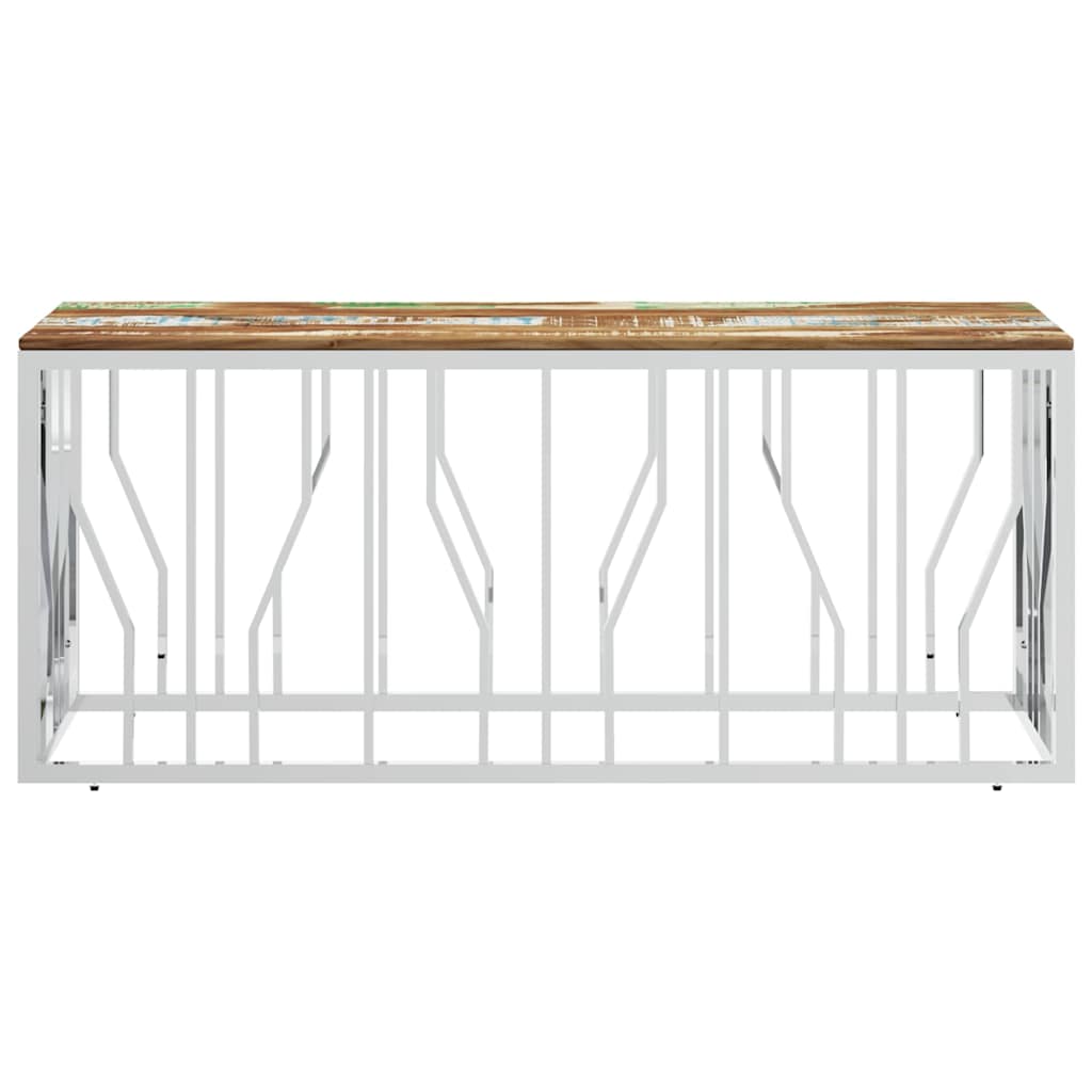 vidaXL Coffee Table Silver Stainless Steel and Solid Wood Reclaimed