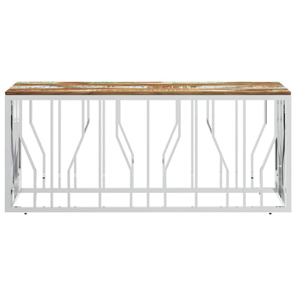 vidaXL Coffee Table Silver Stainless Steel and Solid Wood Reclaimed