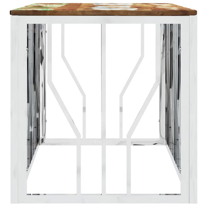 vidaXL Coffee Table Silver Stainless Steel and Solid Wood Reclaimed