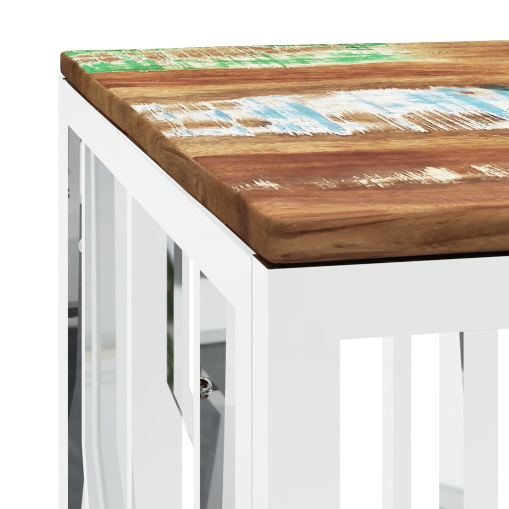 vidaXL Coffee Table Silver Stainless Steel and Solid Wood Reclaimed