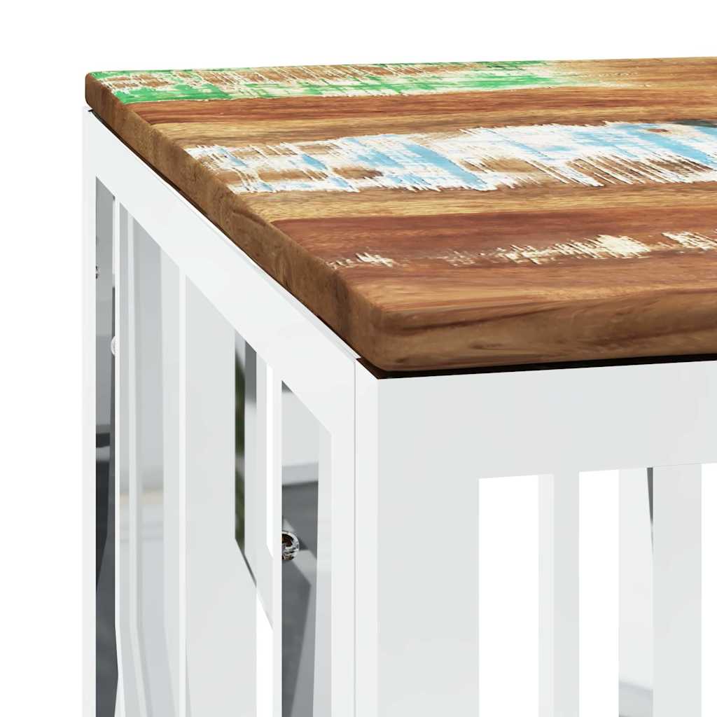 vidaXL Coffee Table Silver Stainless Steel and Solid Wood Reclaimed