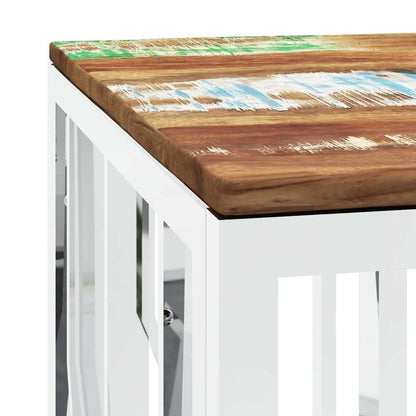 vidaXL Coffee Table Silver Stainless Steel and Solid Wood Reclaimed