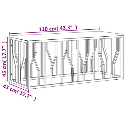vidaXL Coffee Table Silver Stainless Steel and Solid Wood Reclaimed