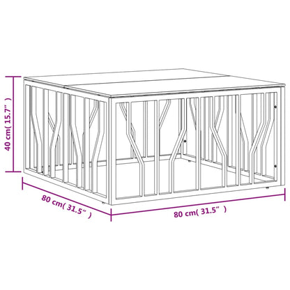 vidaXL Coffee Table 80x80x40 cm Stainless Steel and Glass