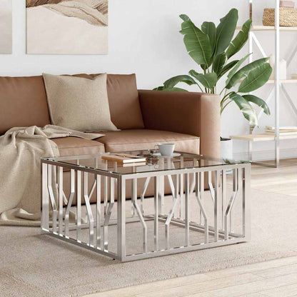vidaXL Coffee Table 80x80x40 cm Stainless Steel and Glass