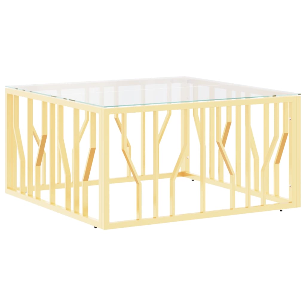 vidaXL Coffee Table Gold 80x80x40 cm Stainless Steel and Glass
