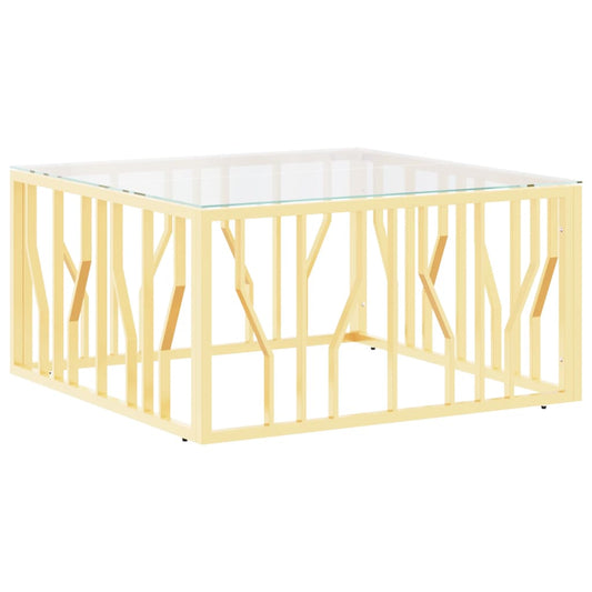 vidaXL Coffee Table Gold 80x80x40 cm Stainless Steel and Glass