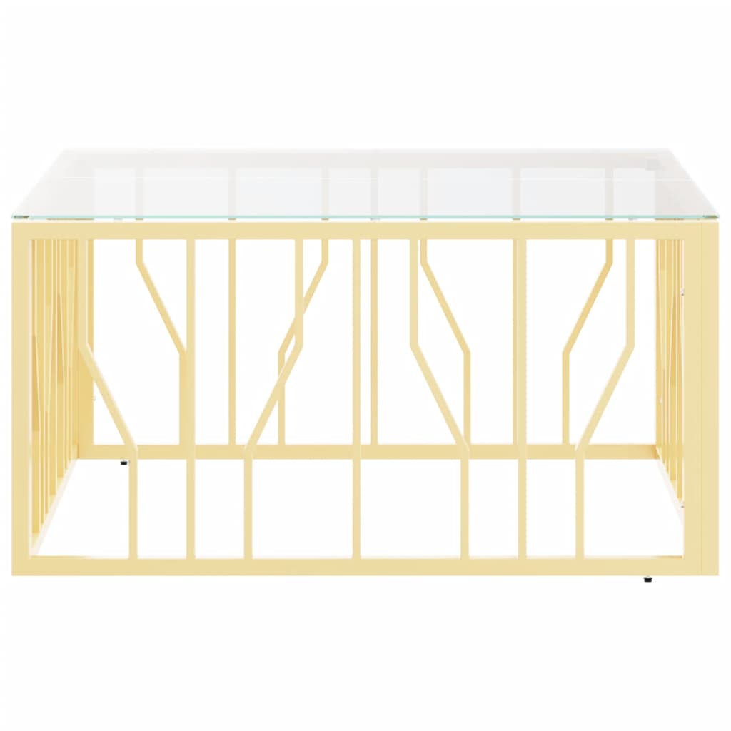 vidaXL Coffee Table Gold 80x80x40 cm Stainless Steel and Glass
