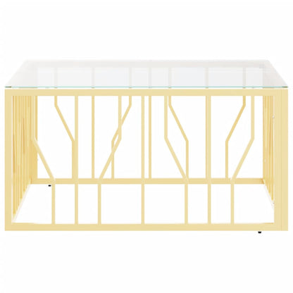 vidaXL Coffee Table Gold 80x80x40 cm Stainless Steel and Glass
