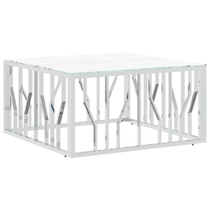 vidaXL Coffee Table Silver 80x80x40 cm Stainless Steel and Glass