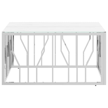 vidaXL Coffee Table Silver 80x80x40 cm Stainless Steel and Glass