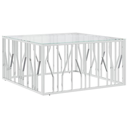 vidaXL Coffee Table 100x100x50 cm Stainless Steel and Glass