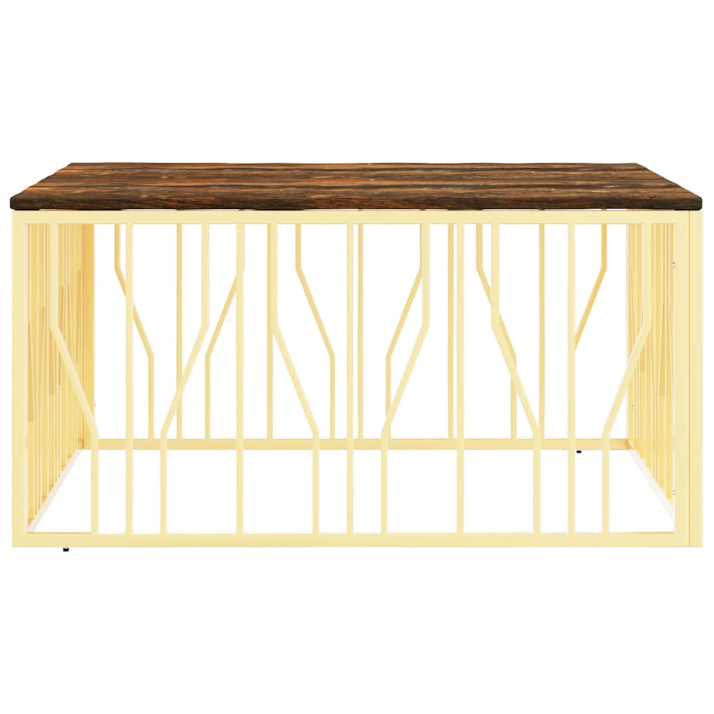 vidaXL Coffee Table Gold Stainless Steel and Solid Wood Reclaimed