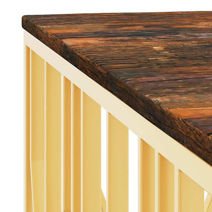 vidaXL Coffee Table Gold Stainless Steel and Solid Wood Reclaimed
