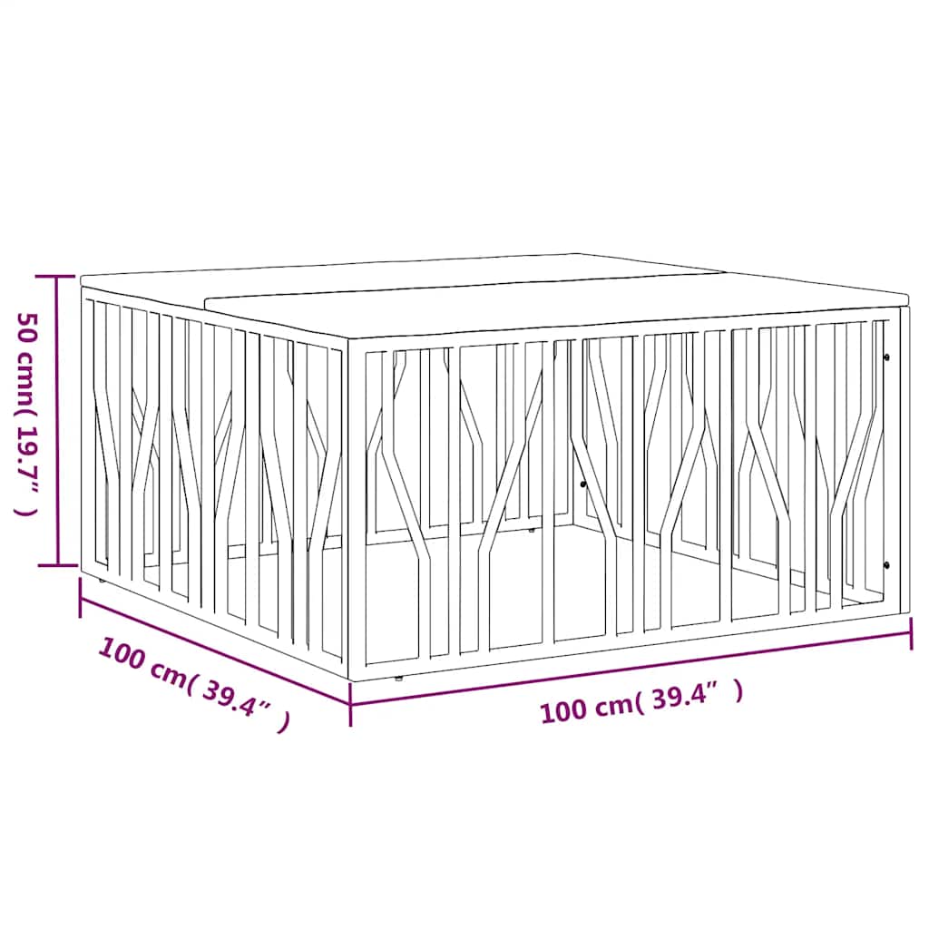 vidaXL Coffee Table Gold Stainless Steel and Solid Wood Reclaimed