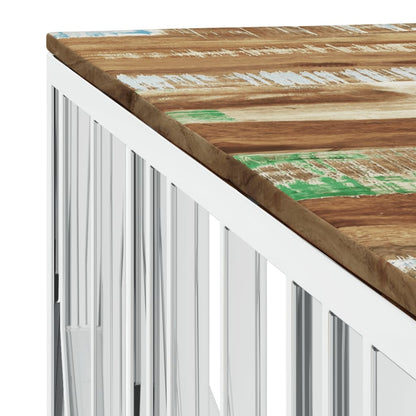vidaXL Coffee Table Silver Stainless Steel and Solid Wood Reclaimed