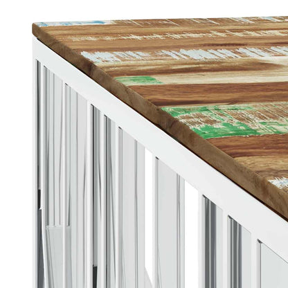 vidaXL Coffee Table Silver Stainless Steel and Solid Wood Reclaimed