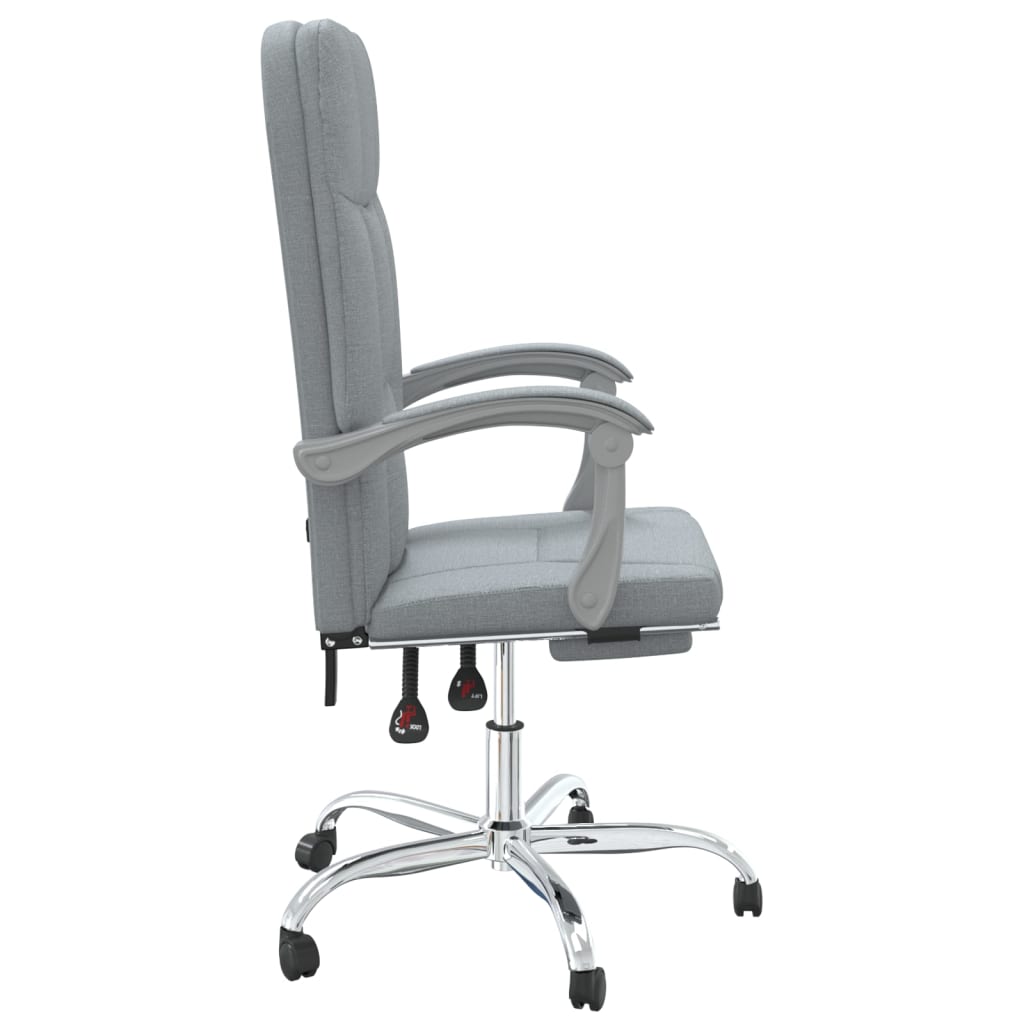 vidaXL Reclining Office Chair Light Grey Fabric