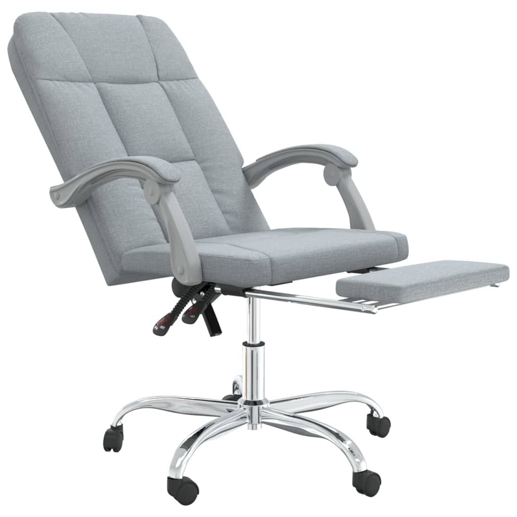 vidaXL Reclining Office Chair Light Grey Fabric