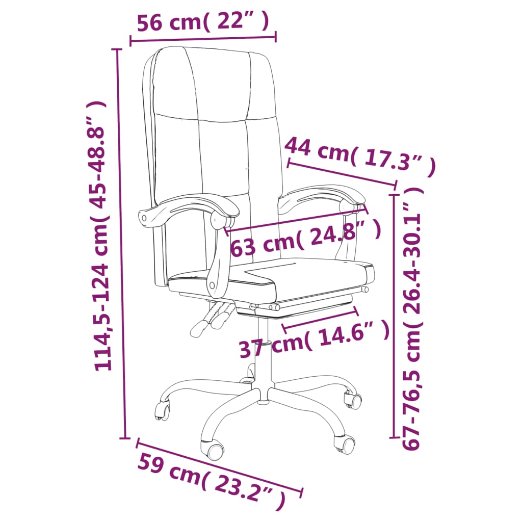 vidaXL Reclining Office Chair Light Grey Fabric