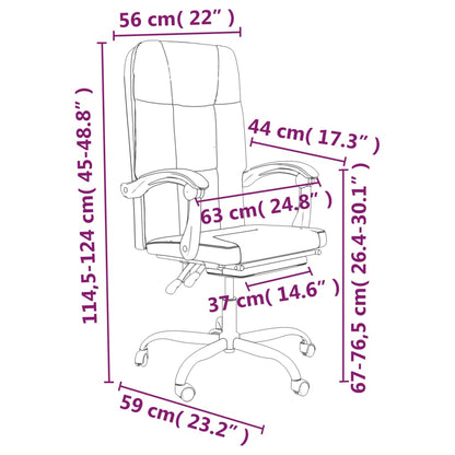 vidaXL Reclining Office Chair Light Grey Fabric