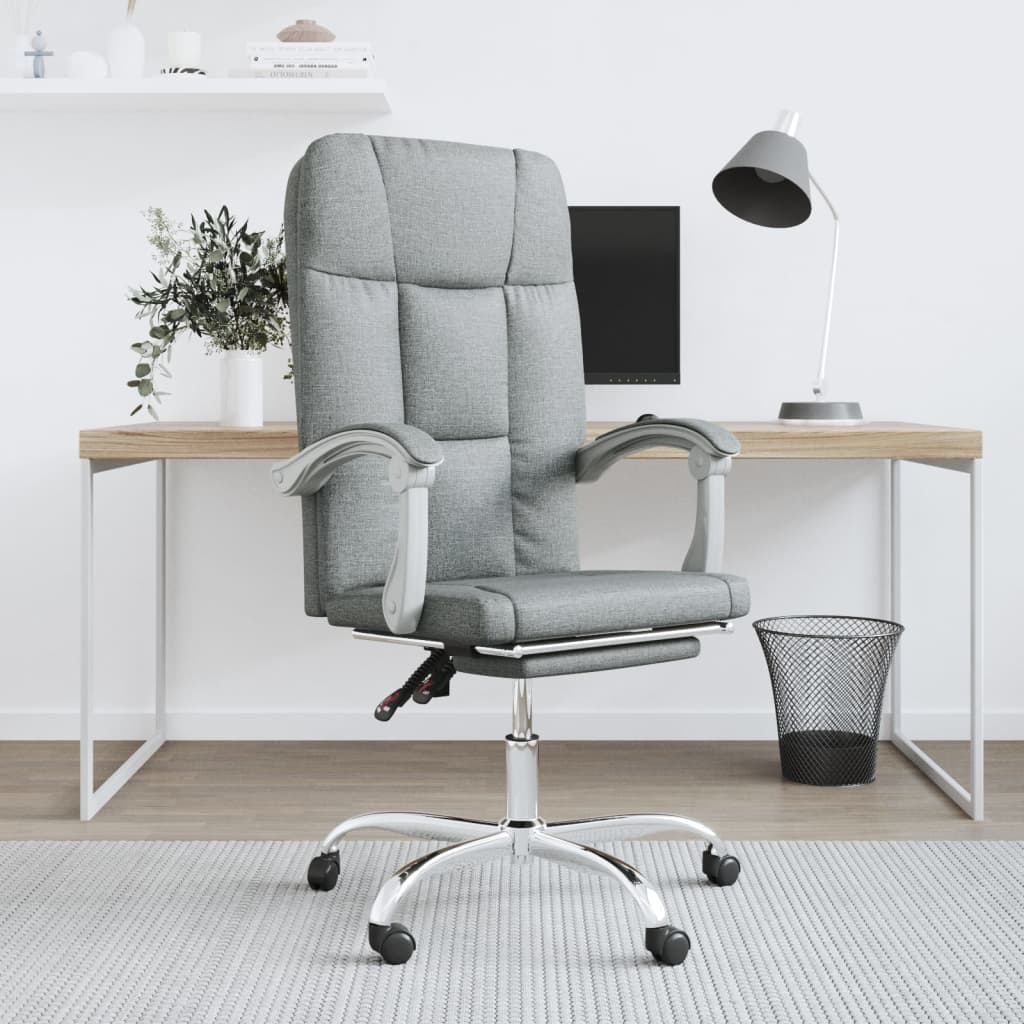 vidaXL Reclining Office Chair Light Grey Fabric