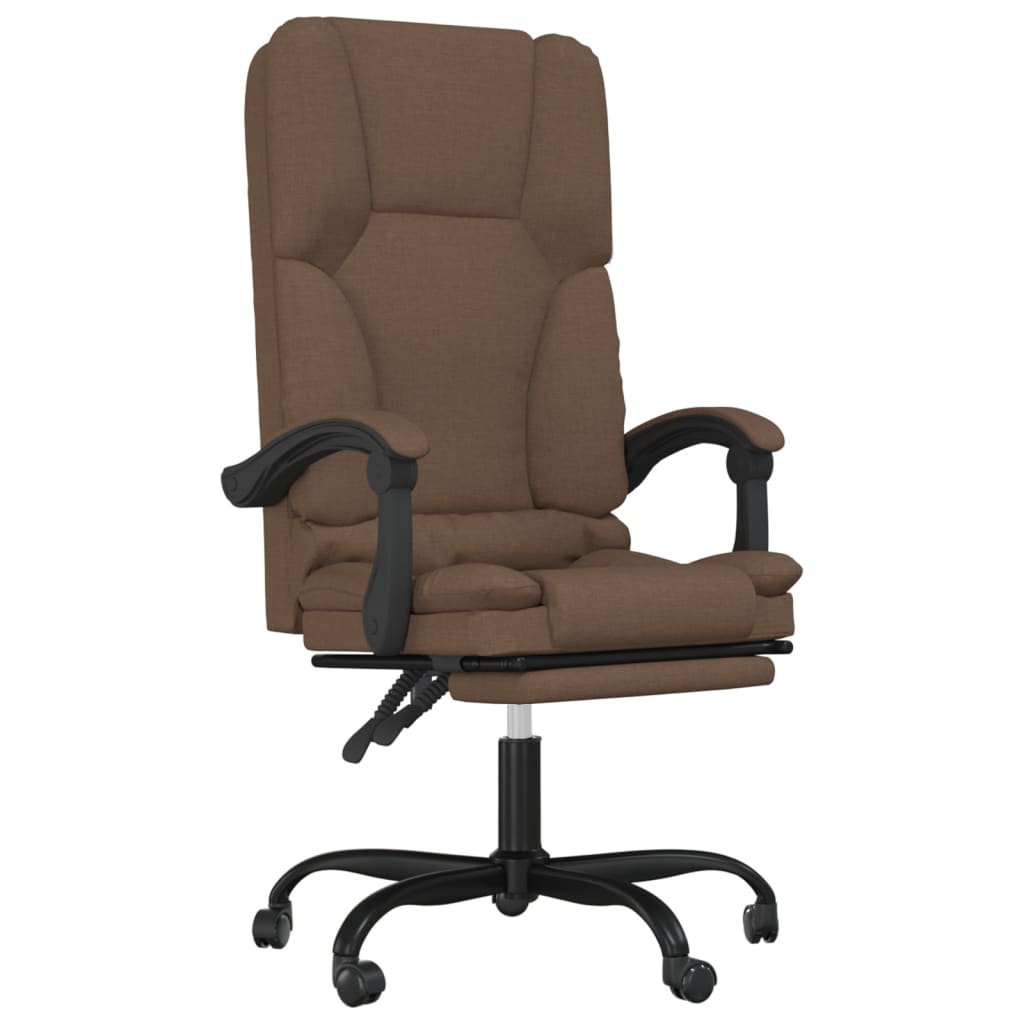 vidaXL Massage Reclining Office Chair Brown Fabric