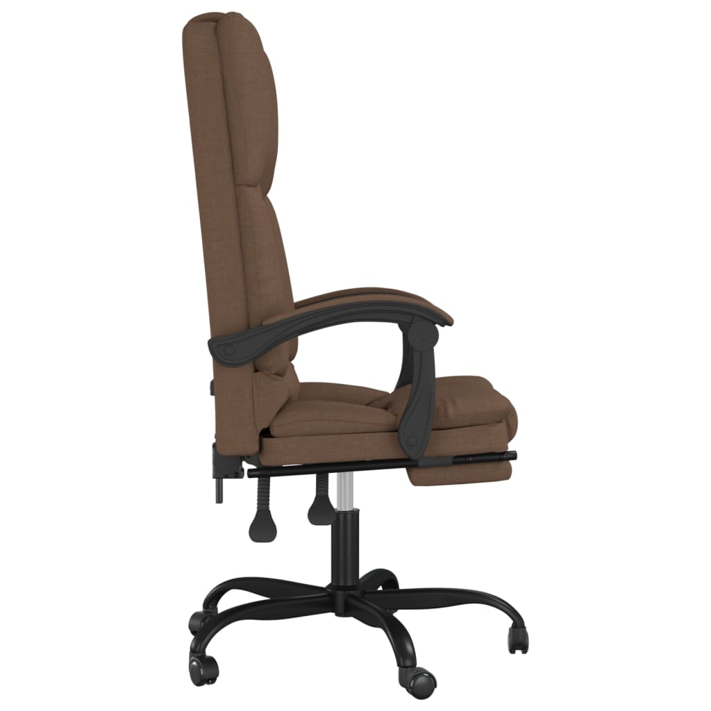 vidaXL Massage Reclining Office Chair Brown Fabric