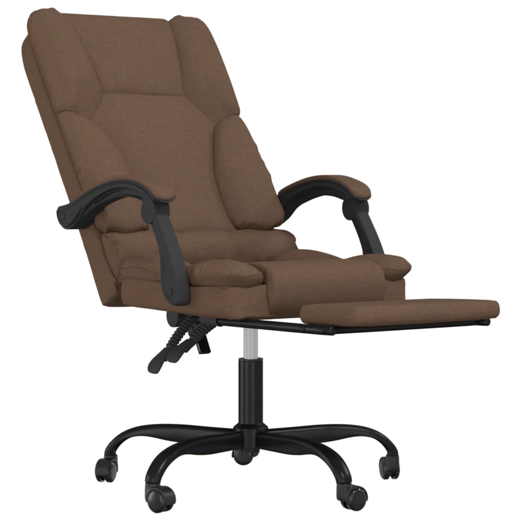 vidaXL Massage Reclining Office Chair Brown Fabric