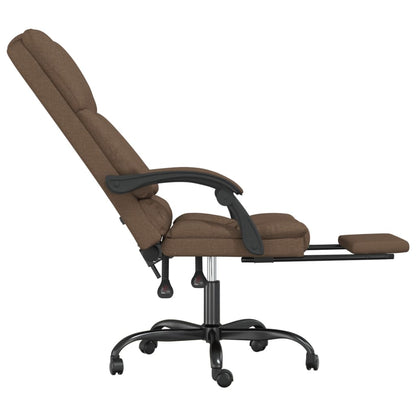 vidaXL Massage Reclining Office Chair Brown Fabric