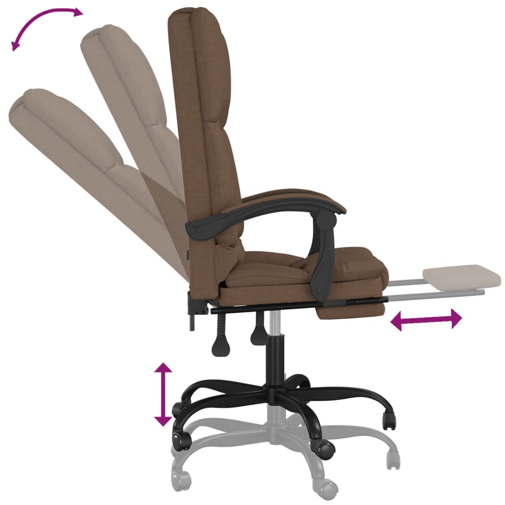 vidaXL Massage Reclining Office Chair Brown Fabric