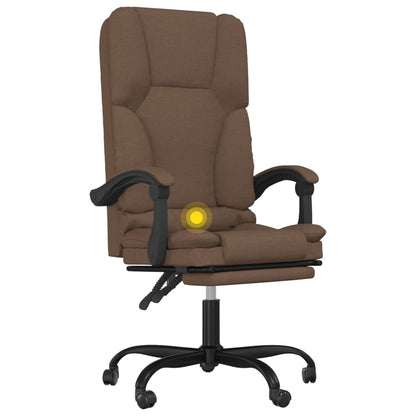 vidaXL Massage Reclining Office Chair Brown Fabric