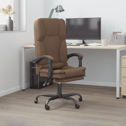 vidaXL Massage Reclining Office Chair Brown Fabric