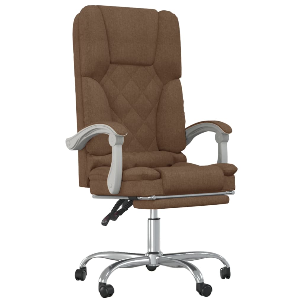 vidaXL Massage Reclining Office Chair Brown Fabric