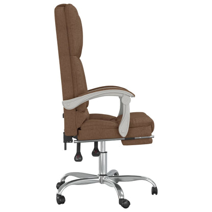 vidaXL Massage Reclining Office Chair Brown Fabric