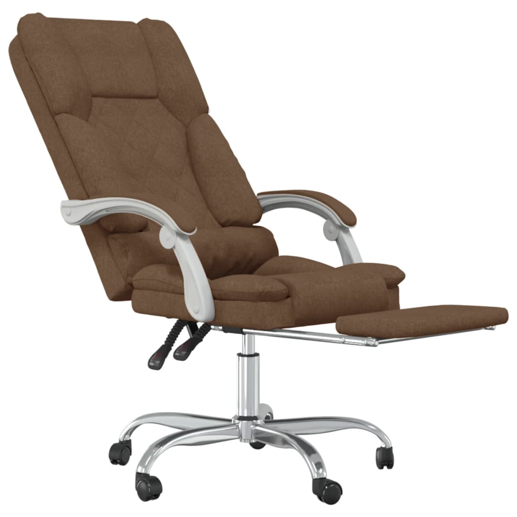 vidaXL Massage Reclining Office Chair Brown Fabric