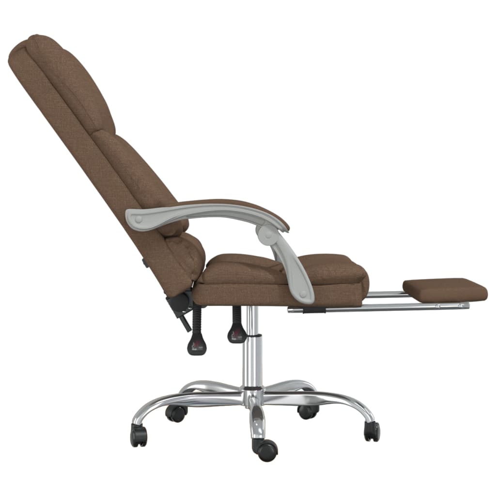 vidaXL Massage Reclining Office Chair Brown Fabric
