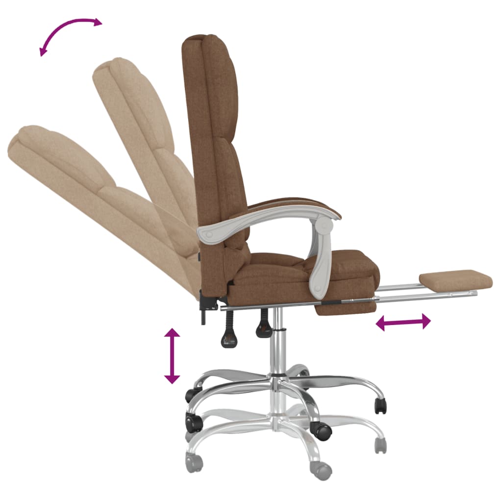 vidaXL Massage Reclining Office Chair Brown Fabric