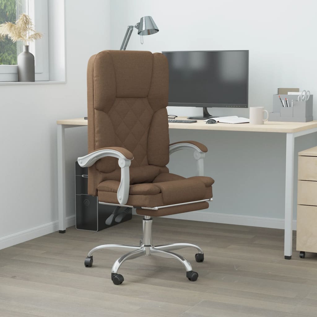 vidaXL Massage Reclining Office Chair Brown Fabric
