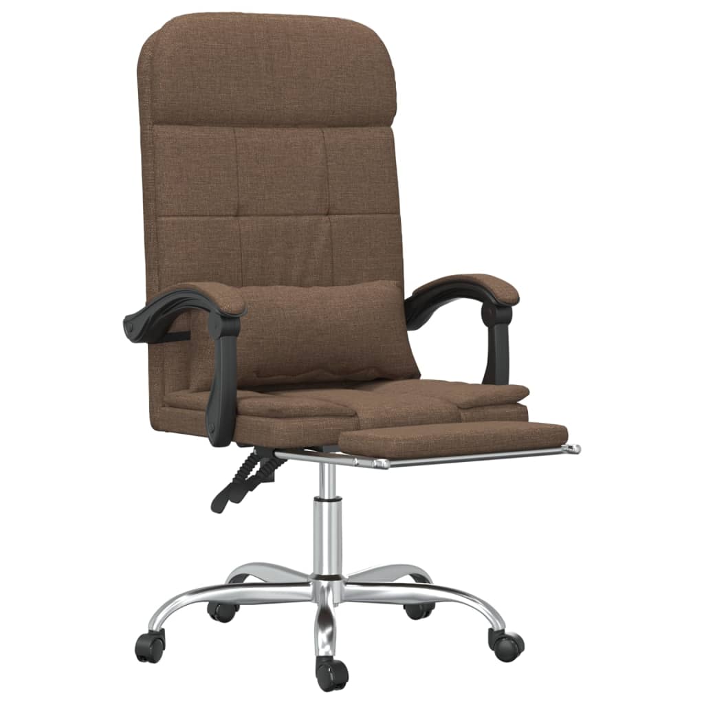 vidaXL Massage Reclining Office Chair Brown Fabric