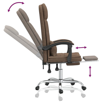 vidaXL Massage Reclining Office Chair Brown Fabric