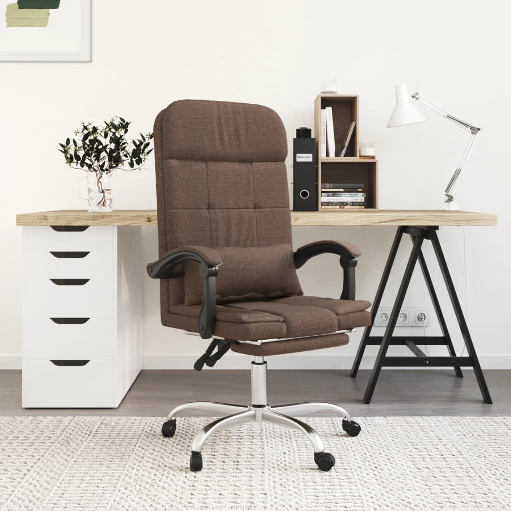 vidaXL Massage Reclining Office Chair Brown Fabric