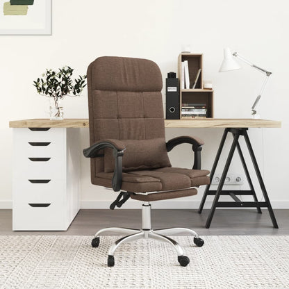 vidaXL Massage Reclining Office Chair Brown Fabric